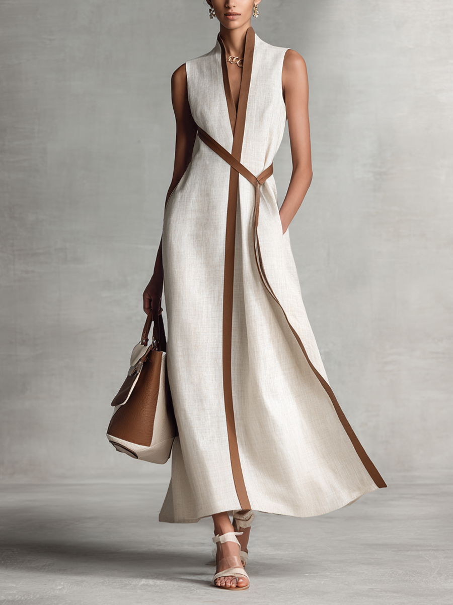 Cordelia | Sleeveless Tie-Waist Maxi Dress – Wells & Rose