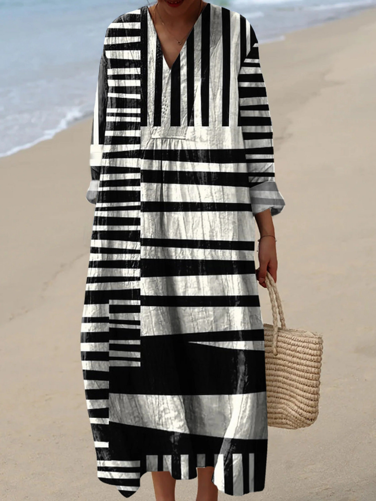 Marisol | Maxi Dress Op Art Stripe Print