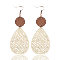 Eliana - Vintage Style Hollow-Out PU Leather Drop Earrings