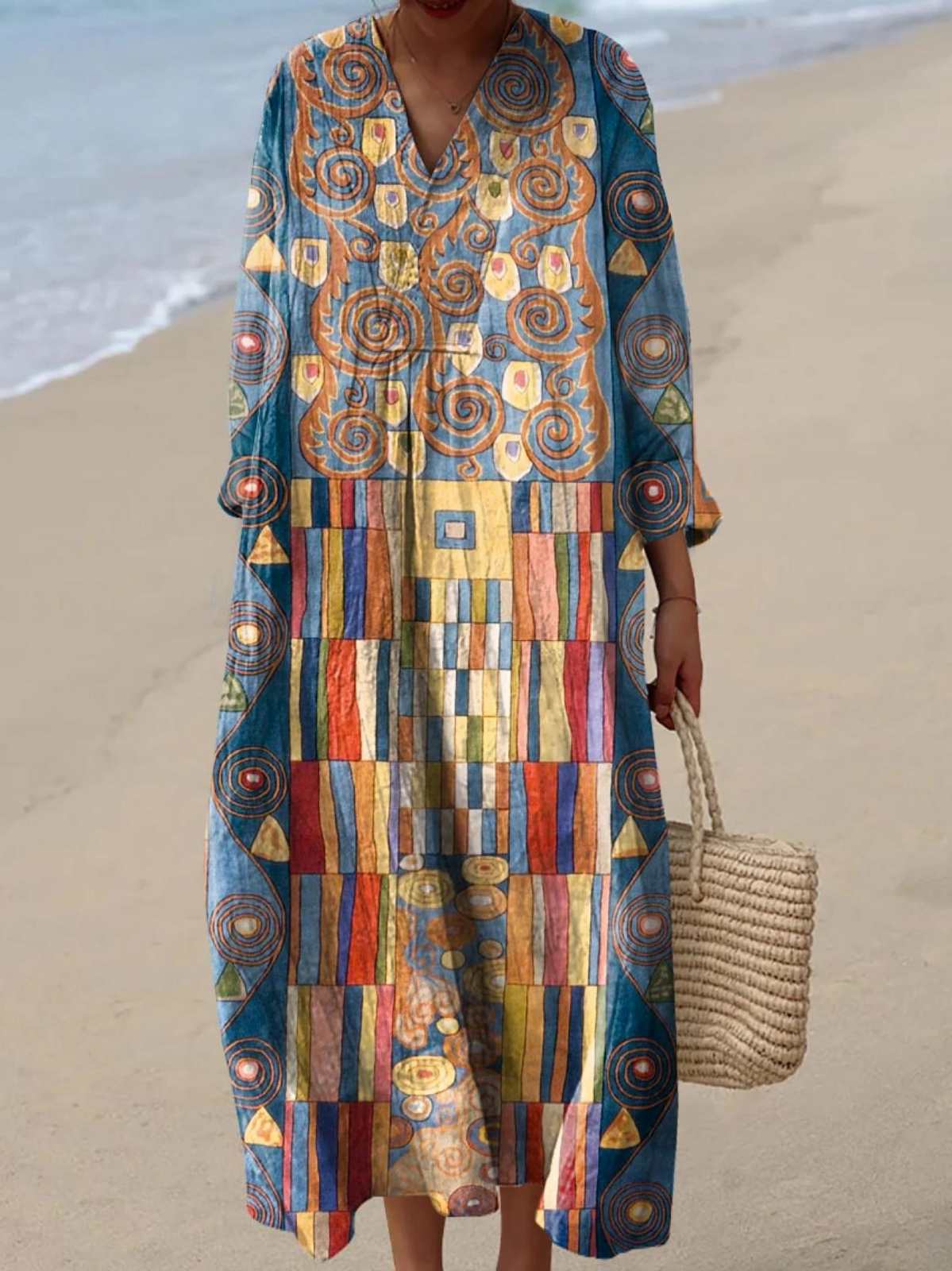 Marisol | Boho Maxi Dress with 3/4 Sleeves