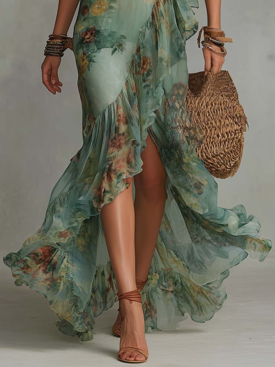 Alma | Long dress with romantic floral print
