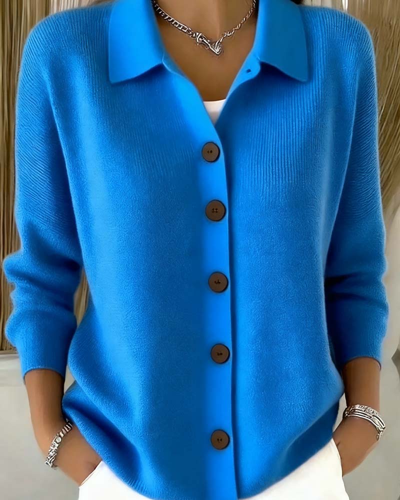Stylish cardigan with lapels in solid color