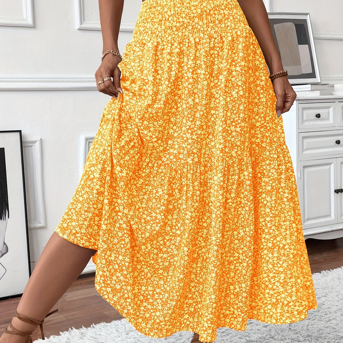 Elowen | Ditsy Floral Midi Skirt – Wells & Rose