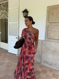Long Dress Off-Shoulder Watercolor