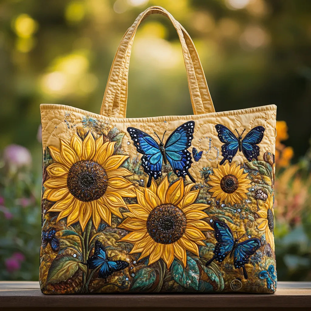 Artisanal Tote - Sunflower and Blue Butterfly
