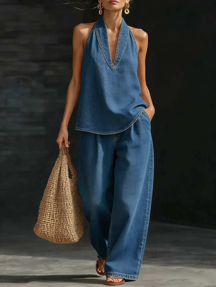 Martina | Fluid Long Set V-Neck