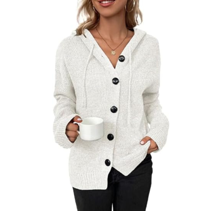 Knitted Warm Cardigan with Buttons for Women