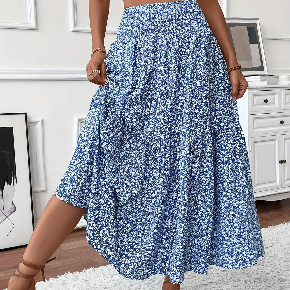 Elowen | Ditsy Floral Midi Skirt – Wells & Rose