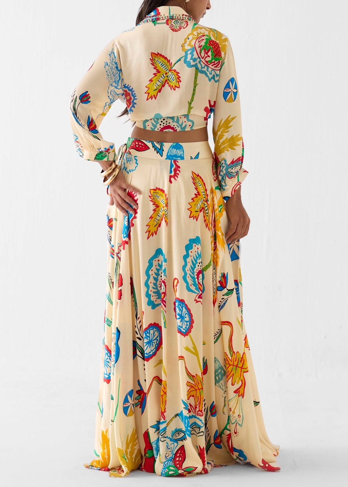 YOLANDA | Floral Tie Shirt and Maxi Skirt Set – Wells & Rose