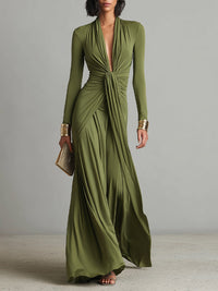 Valentina · Maxi dress with V-neck and ruffle details