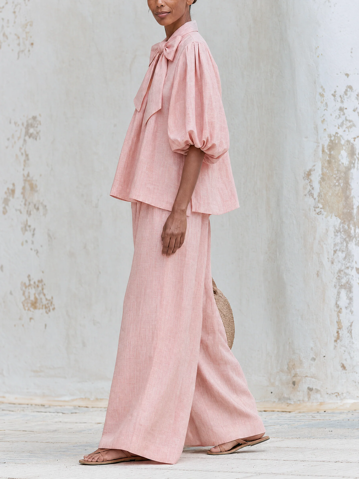 DELPHINE | Bow-Neck Top and Pants Set – Wells & Rose