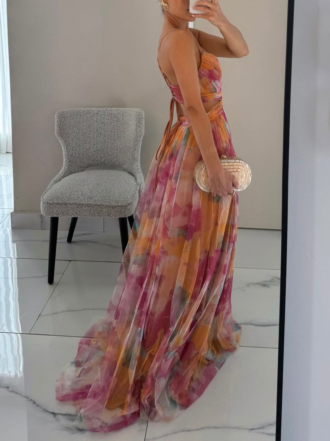 Florence | Painted Floral A-Line Maxi – Wells & Rose
