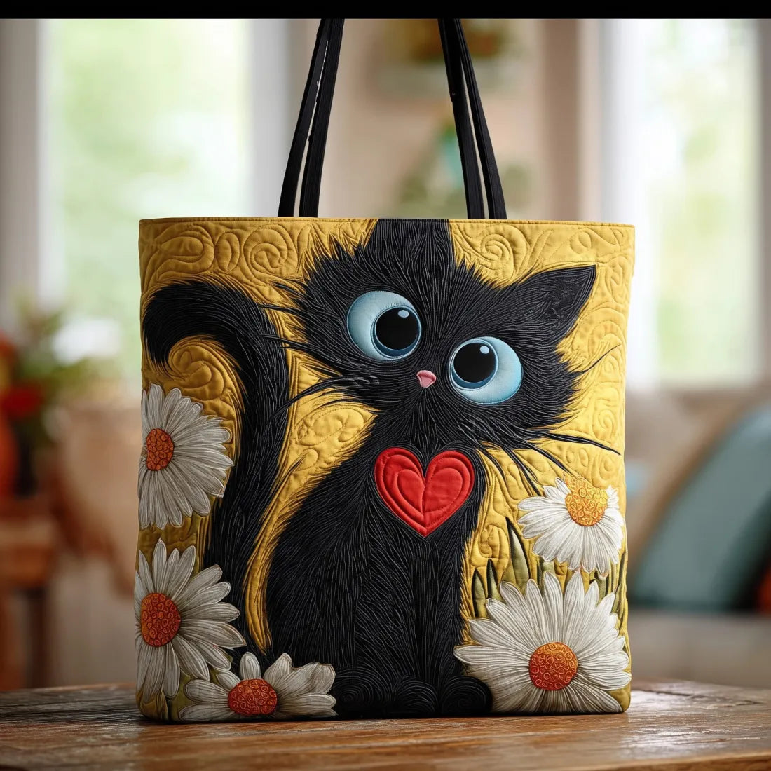 Artisanal Tote - Black Cat and Daisy