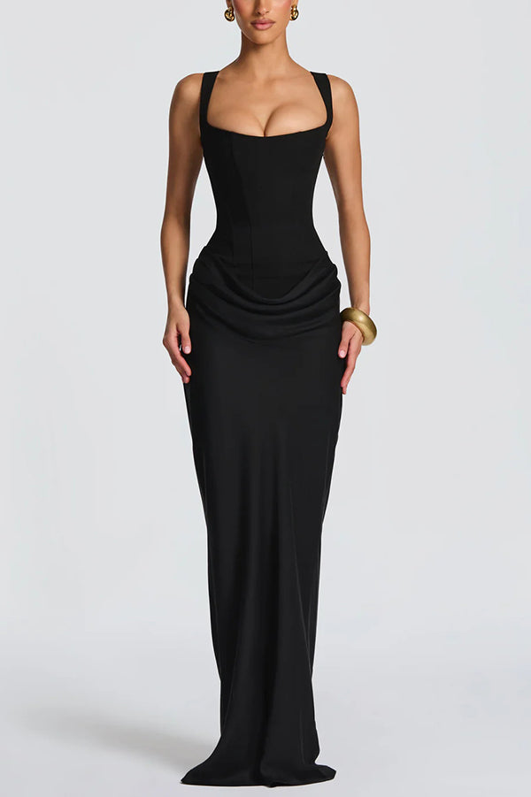ÉLÉONORE | Square-Neck Corset Maxi Dress