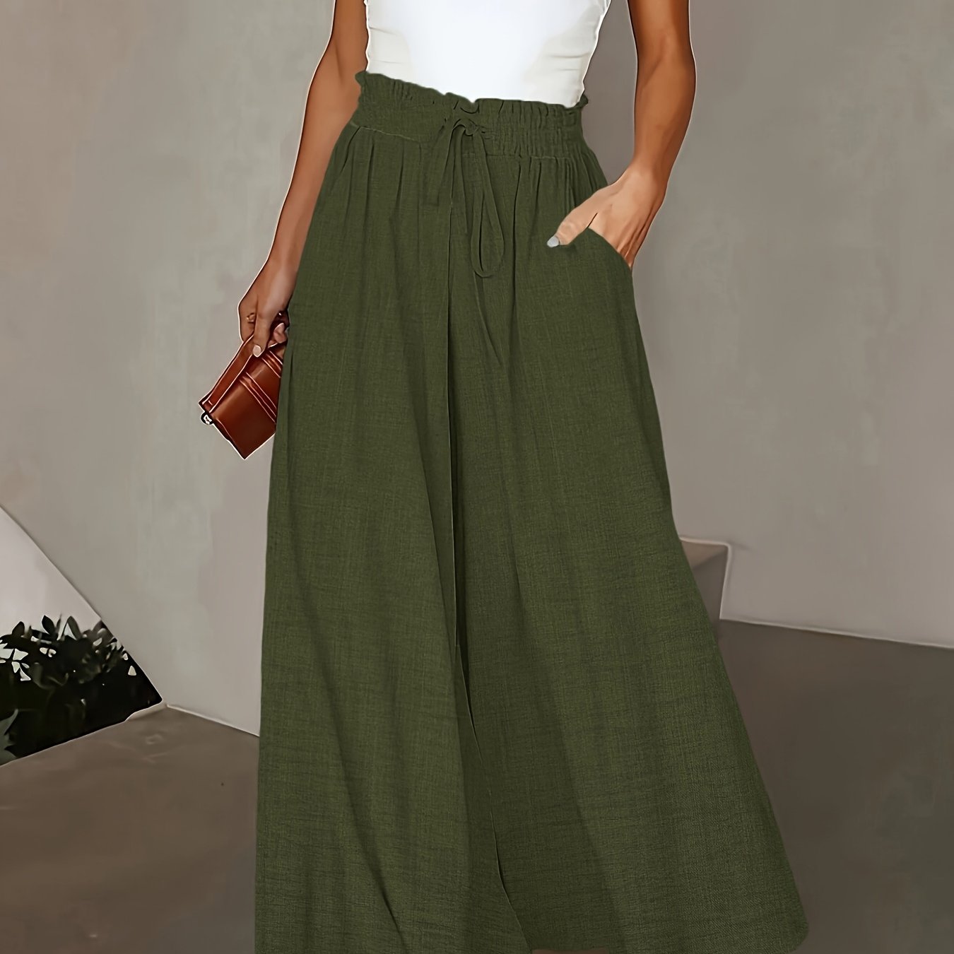 Brigitte | Wide-Leg Fluid Pants with Adjustable Waist