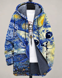 Eliana Starry Cats Art Hooded Jacket