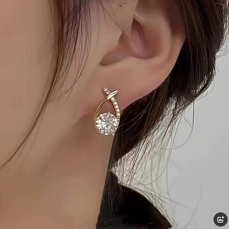 Soledad - Earrings with Golden Cross and Zirconia