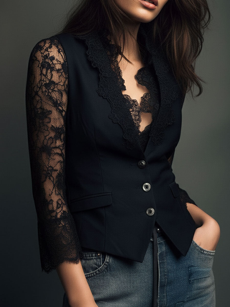 Noemi | Jacket with Semi-Transparent Sleeves