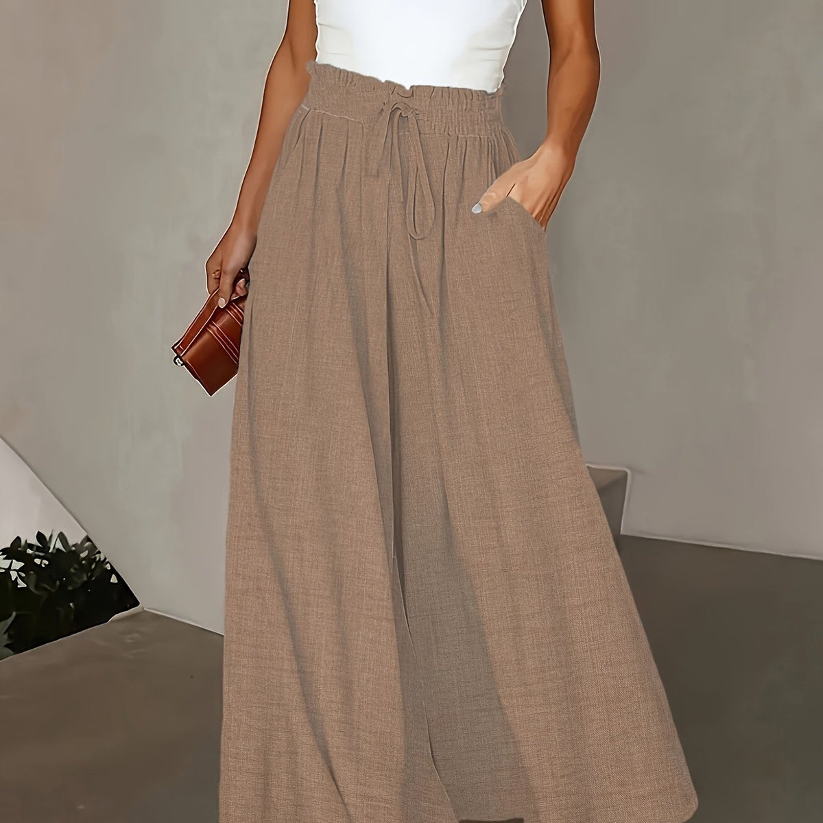 Brigitte | Wide-Leg Fluid Pants with Adjustable Waist
