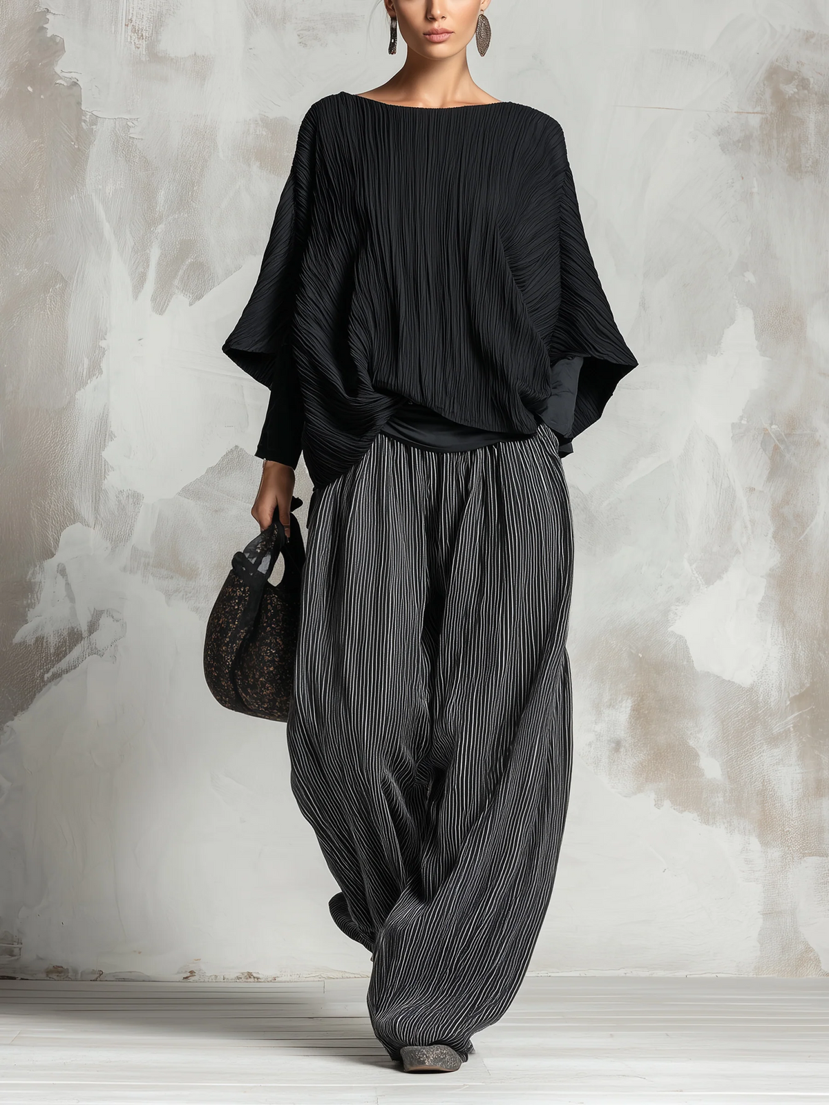 CORDELIA | Pleated Batwing Top and Pants Set – Wells & Rose