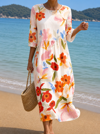 Casual women's dress with floral print