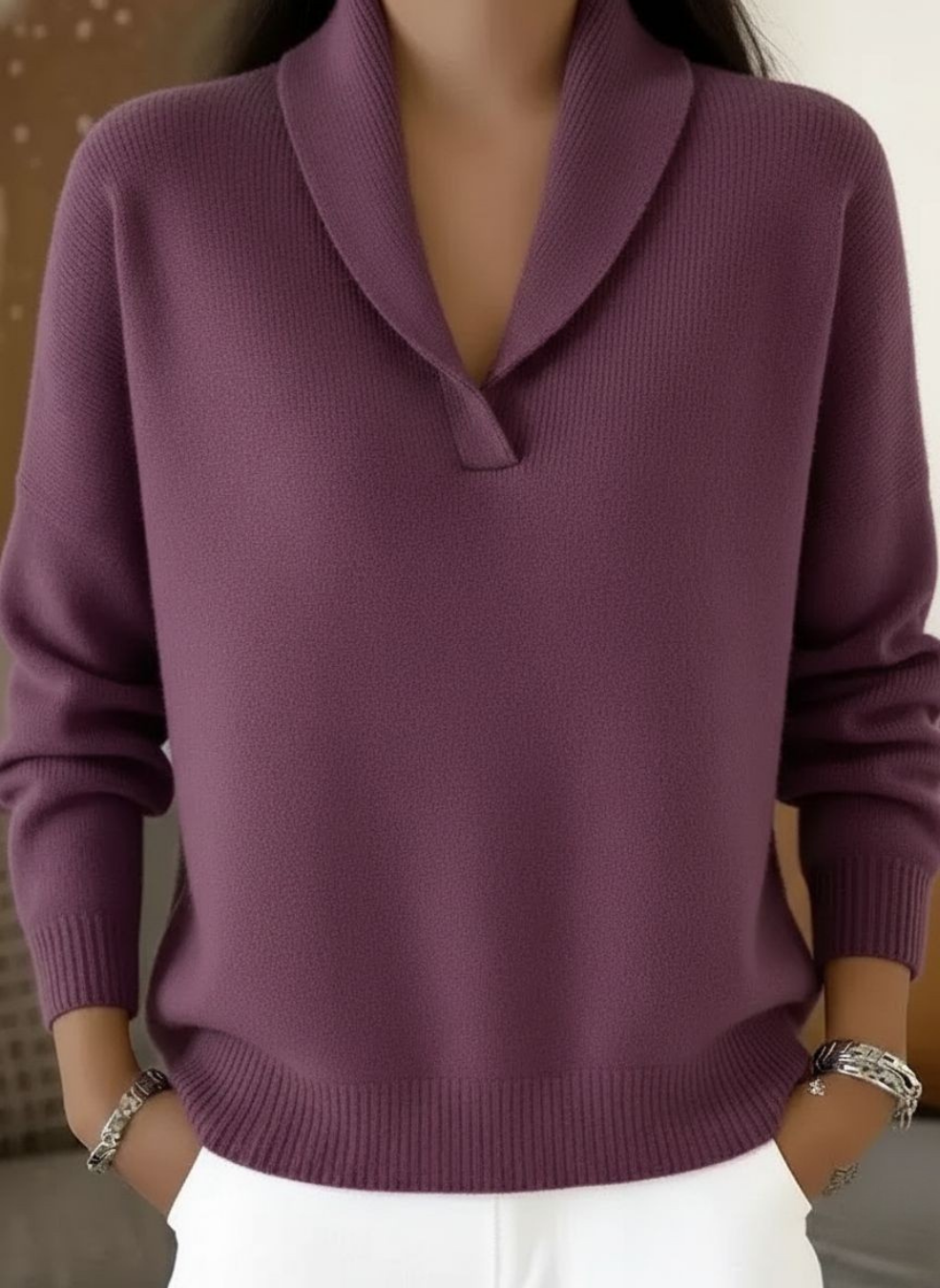 Antonine | Shawl Collar V-Neck Sweater – Wells & Rose