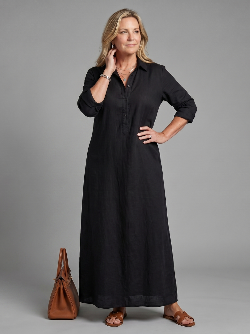 Veronica | Long Sleeve Relaxed Silhouette Maxi Dress