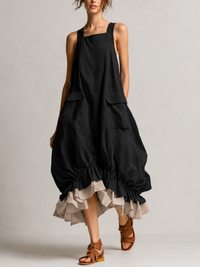 Thea | Black Pocket Bubble Dress