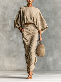 PAULE | Batwing Top and Skirt Set