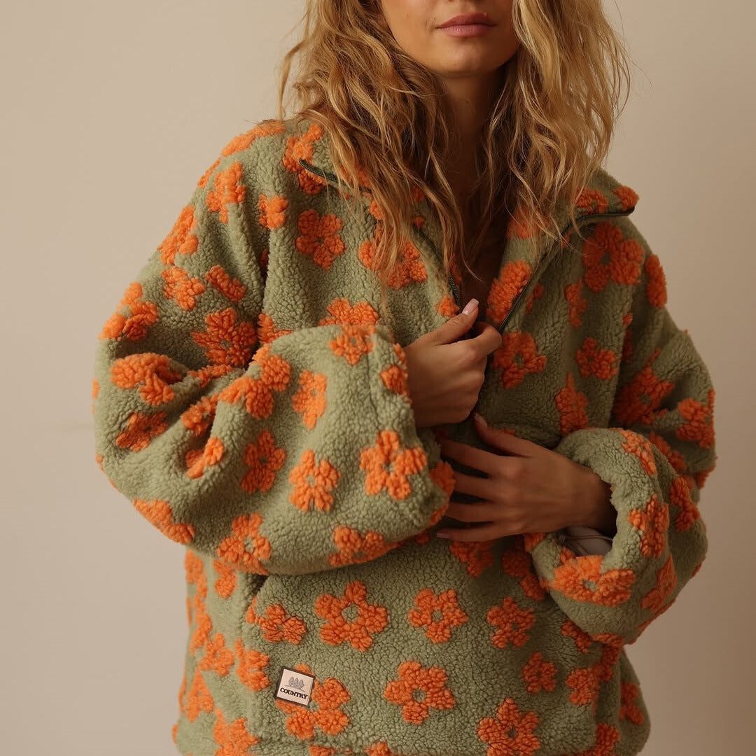 Daisy | Floral Fleece Pullover – Wells & Rose