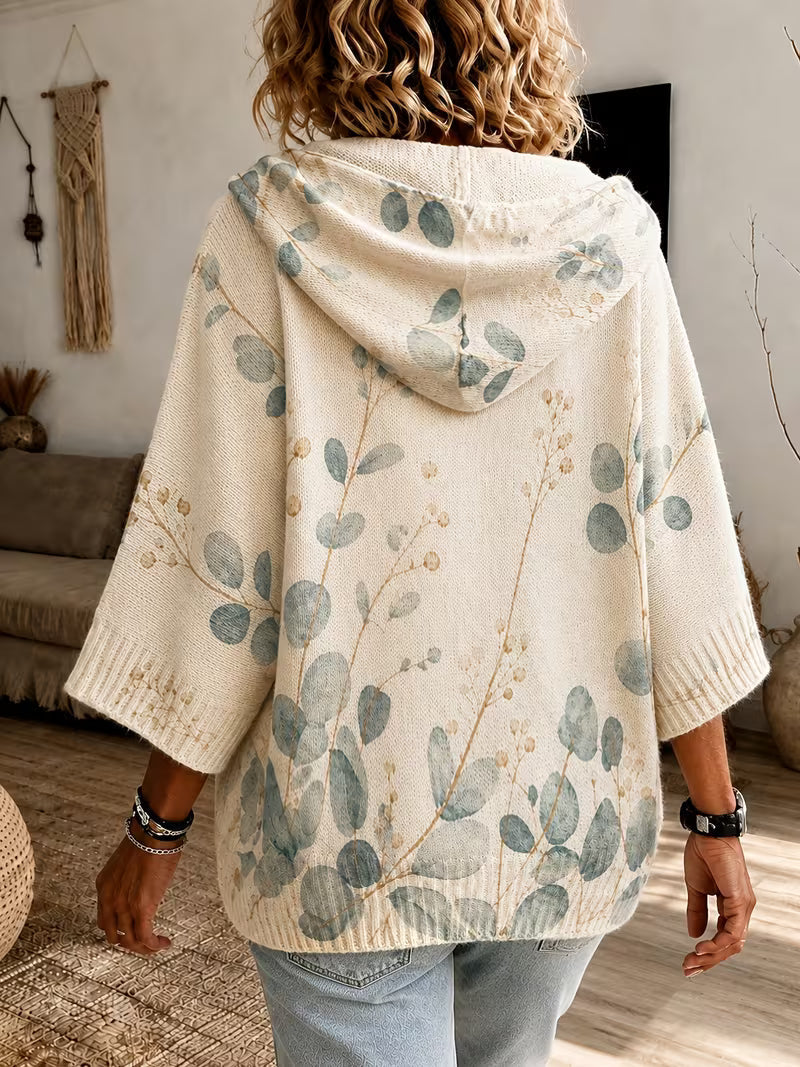 Abigail™ | Vintage Botanical Leaf Hooded Sweater