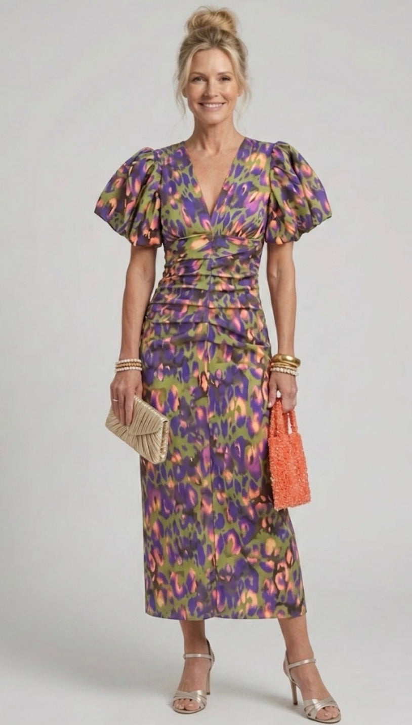 Ellis & Johnson™  | Vivid Pleated Midi Dress