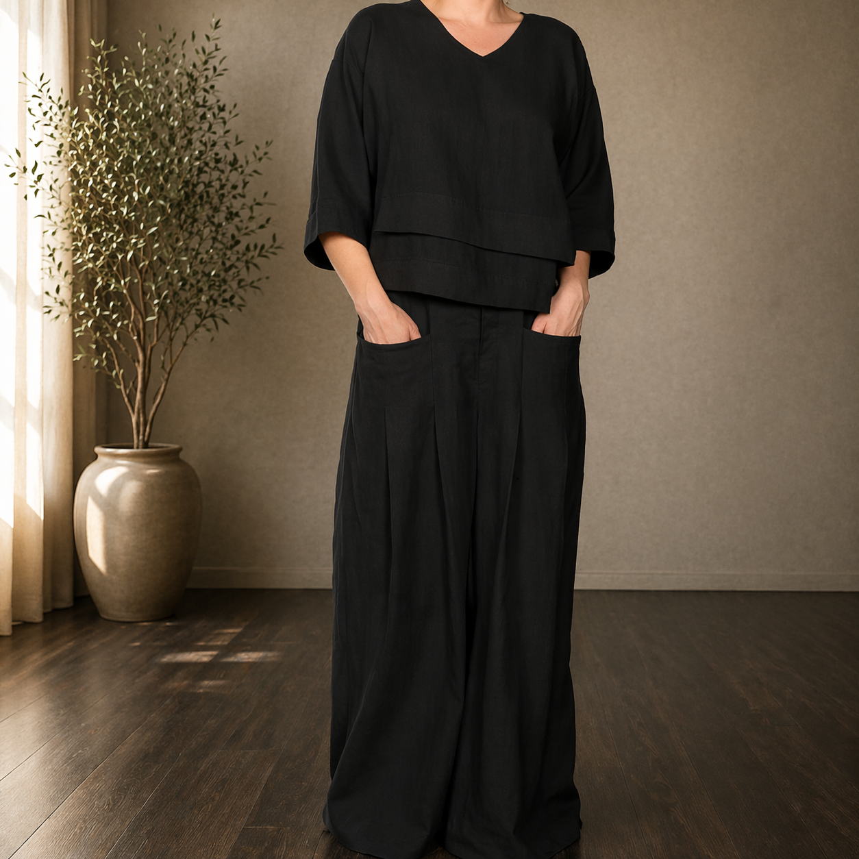 Clara | Wide Minimalist Two-Piece Set