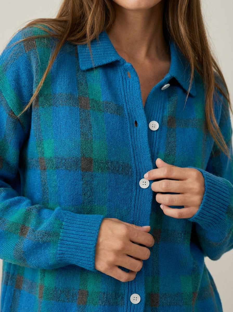 Anna - Premium Plaid Knit Cardigan