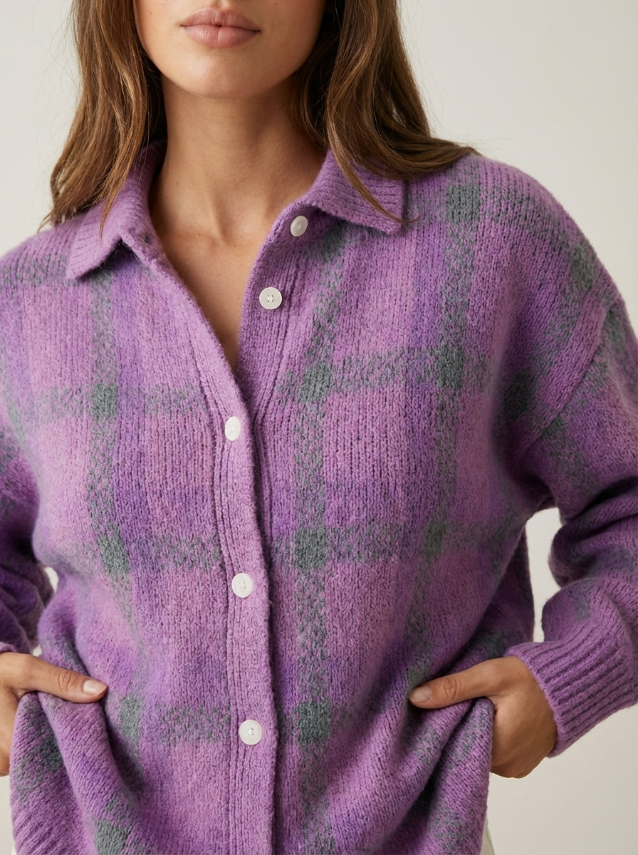 Anna - Premium Plaid Knit Cardigan