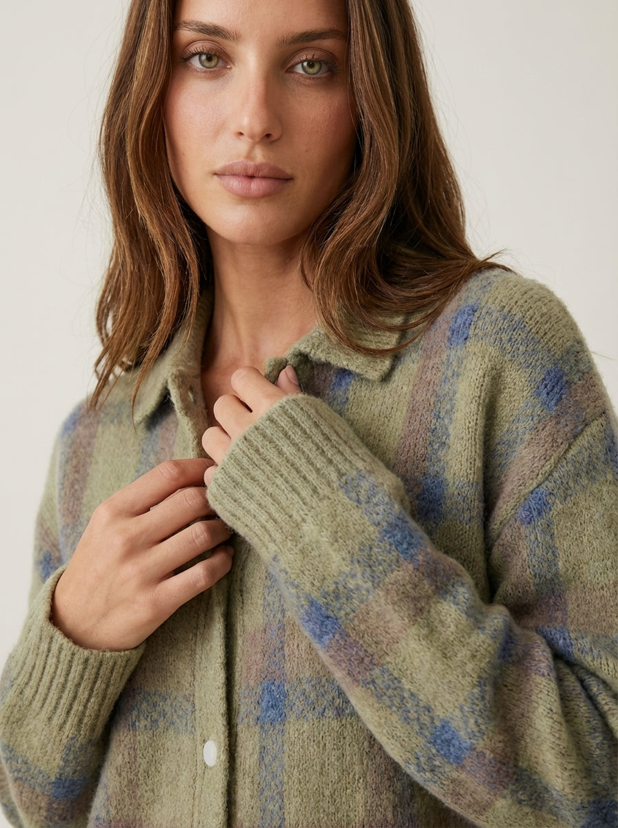 Anna - Premium Plaid Knit Cardigan
