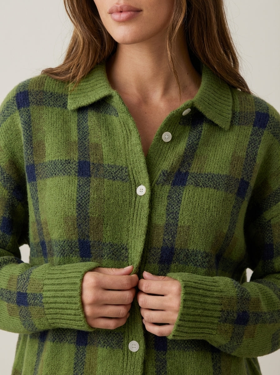 Anna - Premium Plaid Knit Cardigan