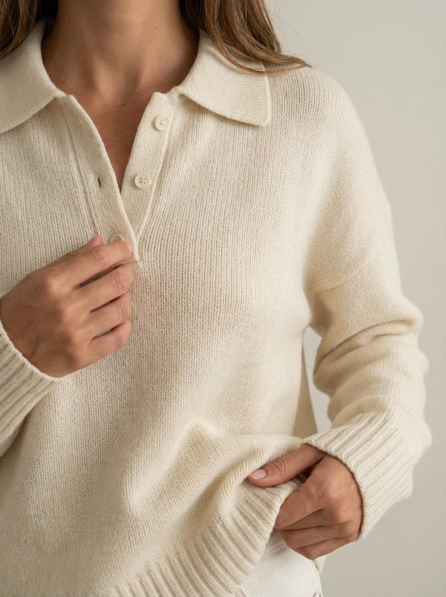 Laura - Knit Sweater with Elegant Collar