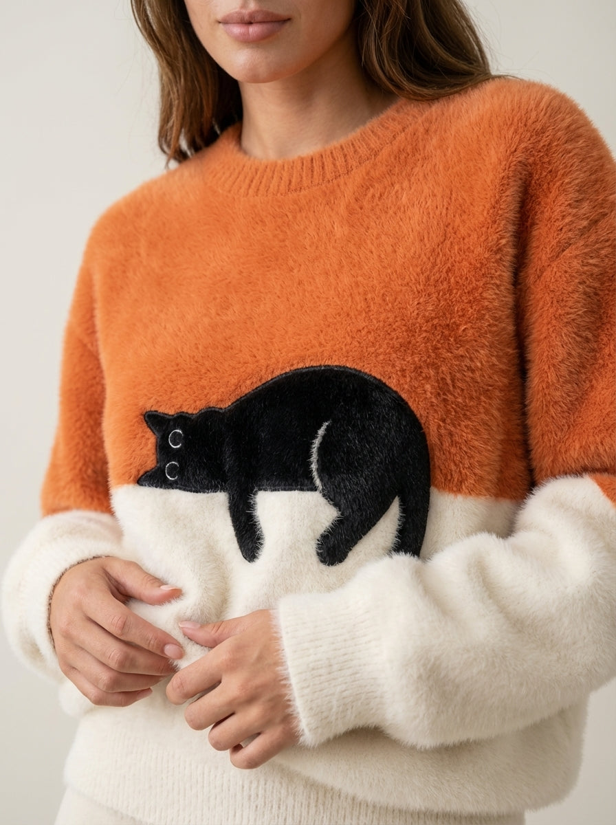 Luna - Women's Sweatshirt with Cat Graphic