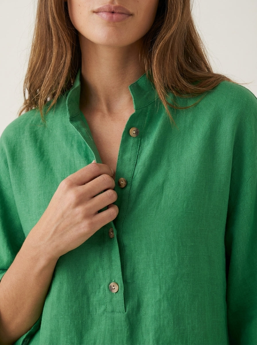 Maribel - Linen Set with Batwing Sleeves and Wide Pants