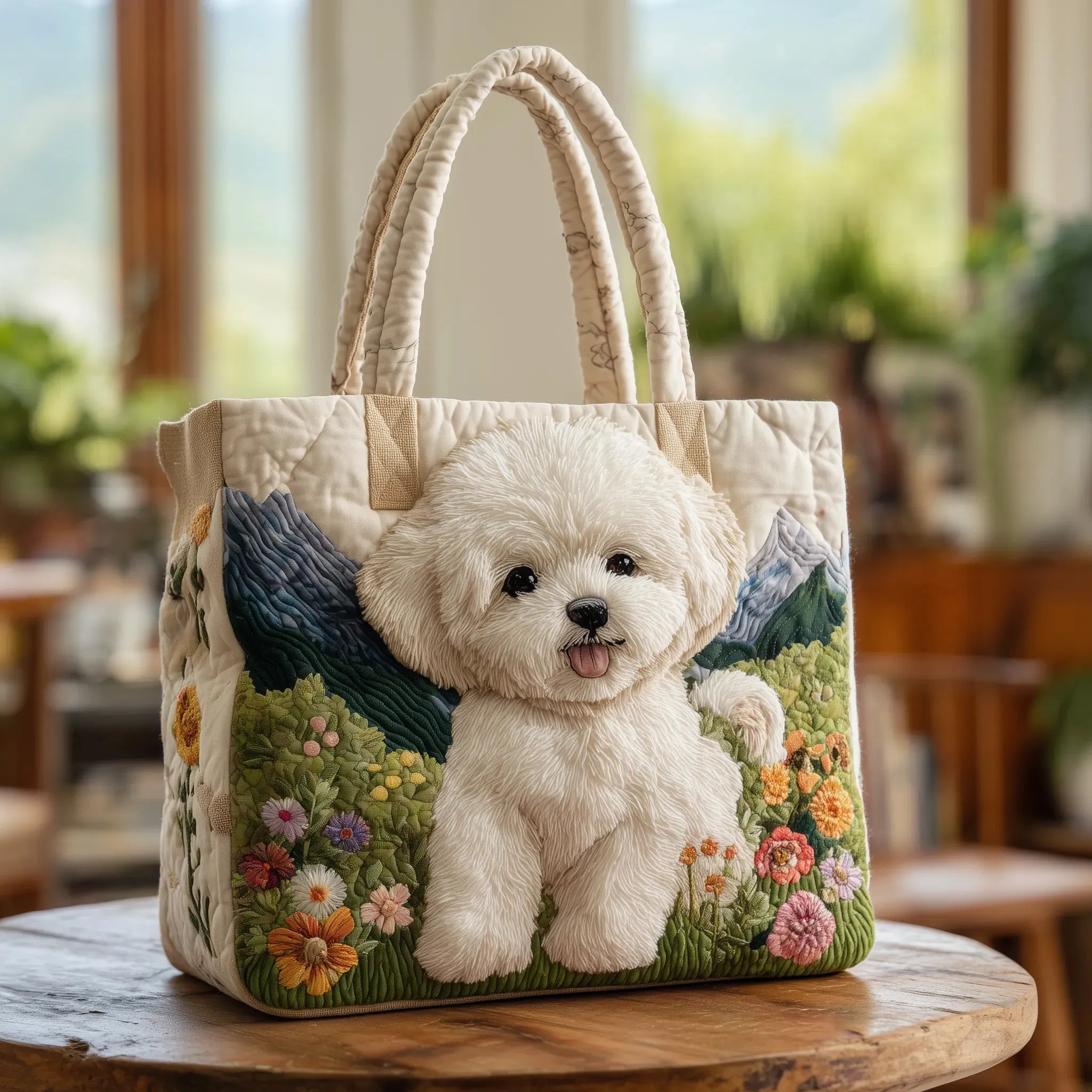Artisanal Quilted Tote - Enchanting Dog