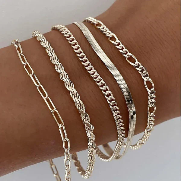 Emilia - 5-Piece Bracelet Set in Gold