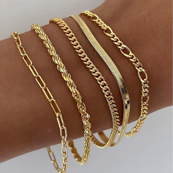 Emilia - 5-Piece Bracelet Set in Gold