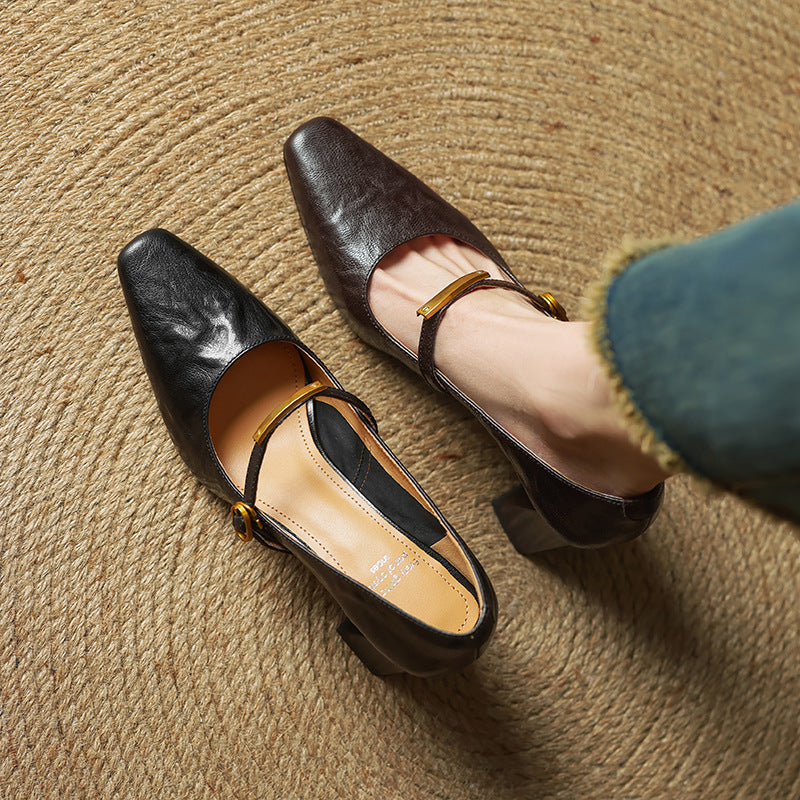 Marleon Leather Strap Pumps