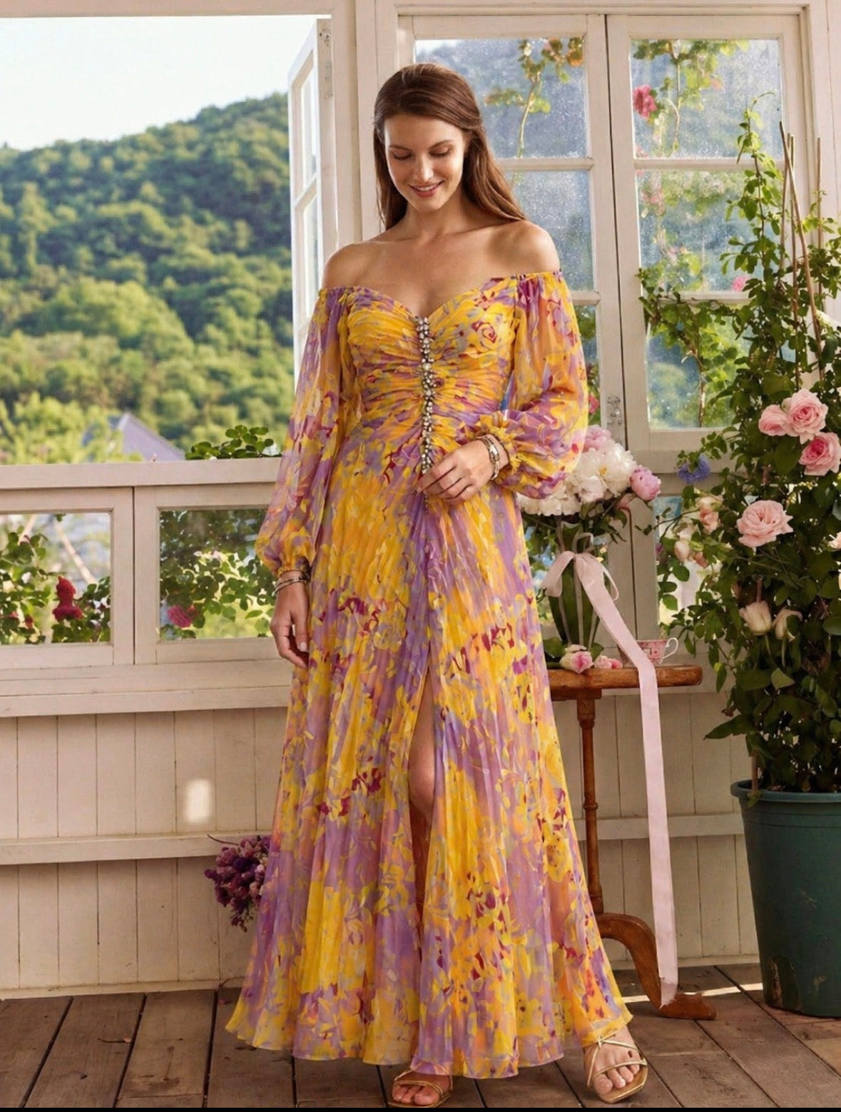 Ellis & Johnson™  | Elegant Dress with V-Neck