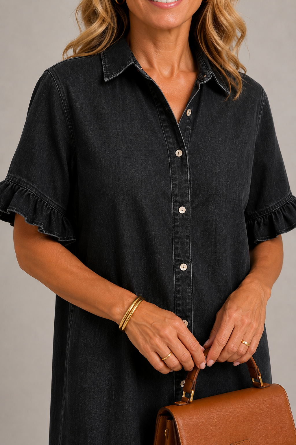 Margaux | Buttoned Dress in Denim Look