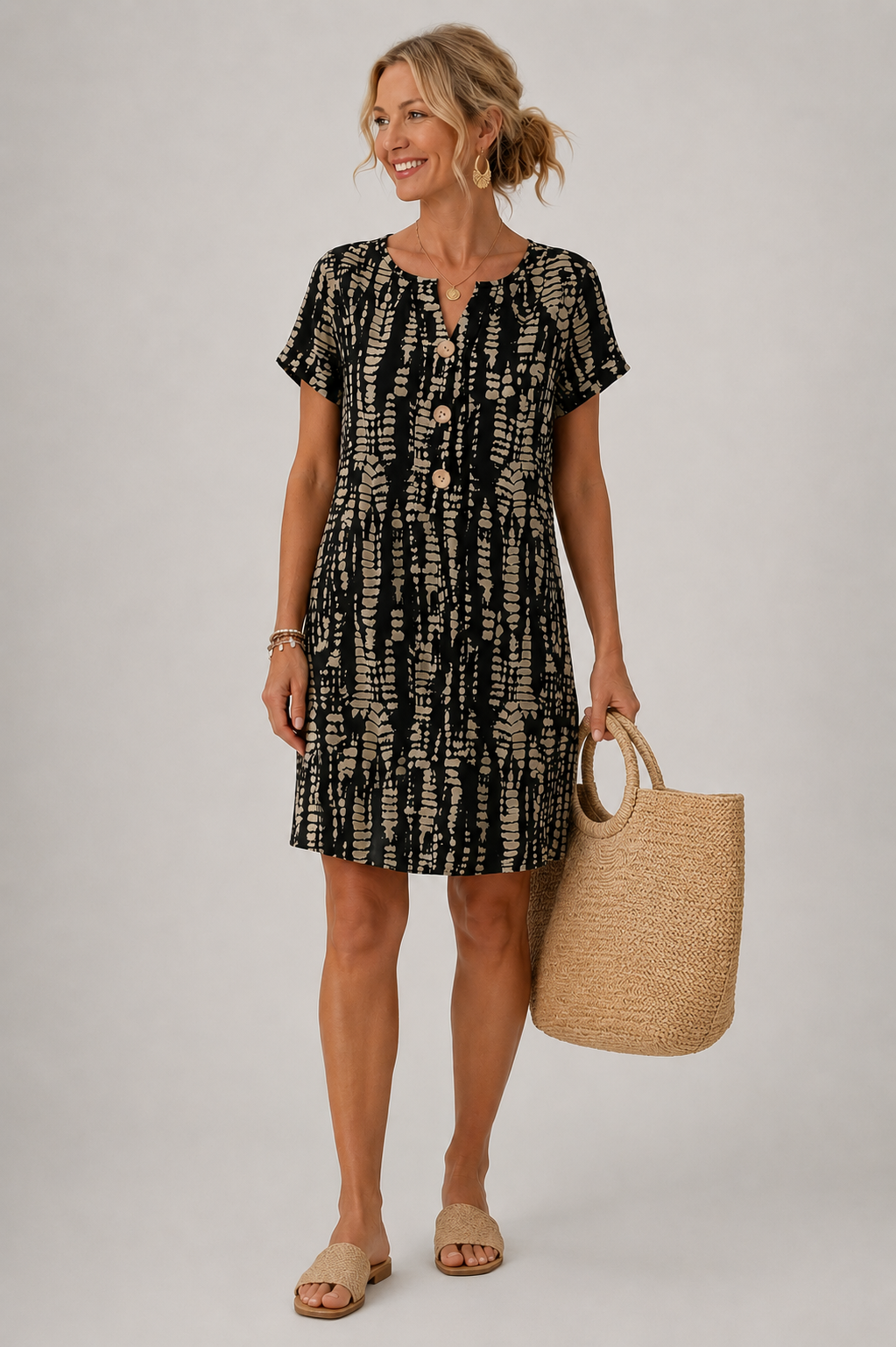 Constance | Knee-Length Colorblock Dress with V-Neck