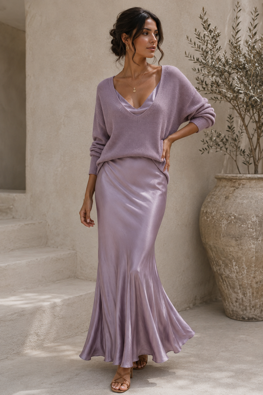 Alma | Elegant Satin Dress with Jersey