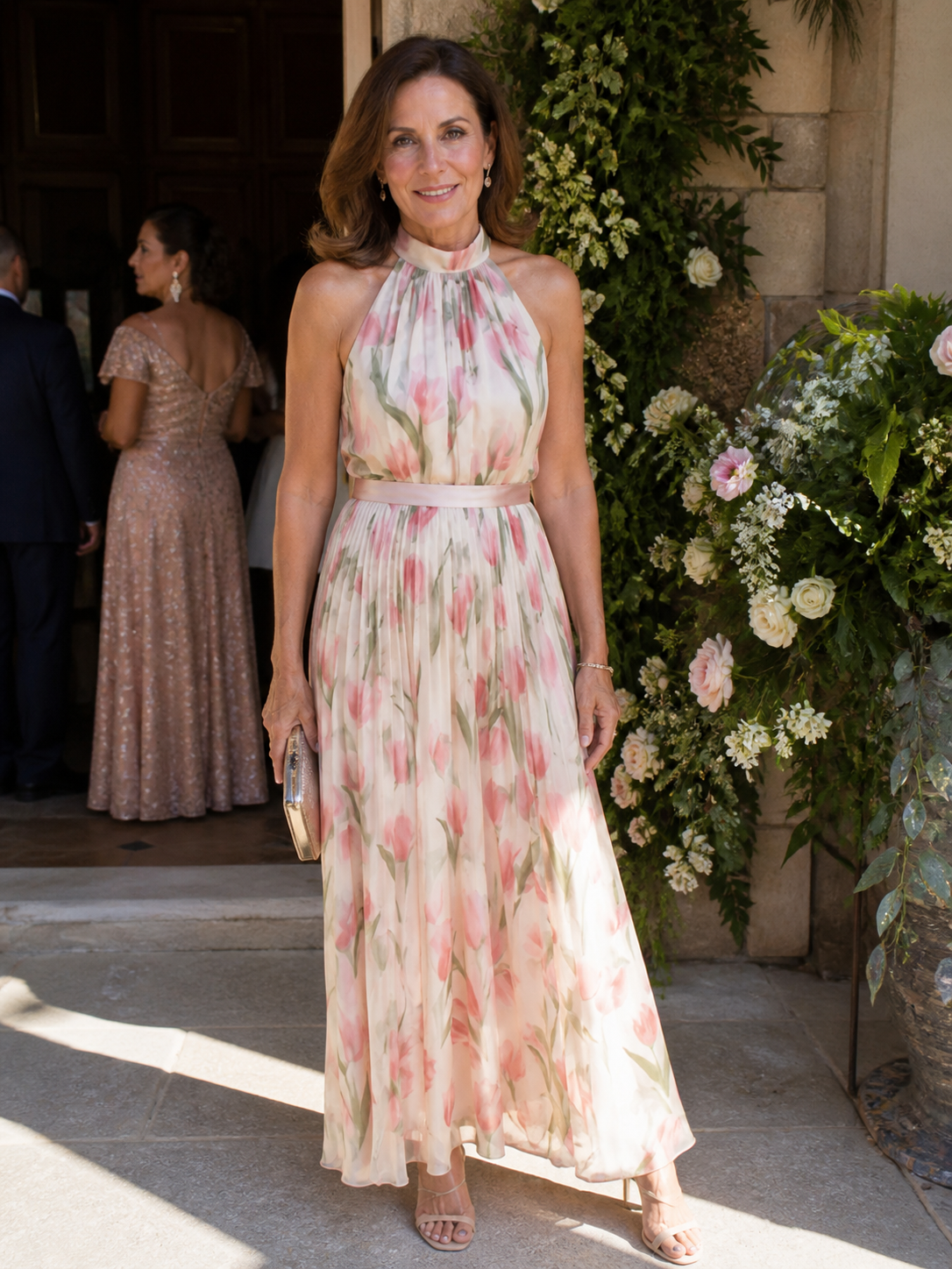 Ellis & Johnson™  | Halter Neck Floral Midi Dress