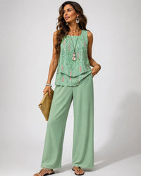 Maravillas™ | Mint Green Layered Top and Pants Set
